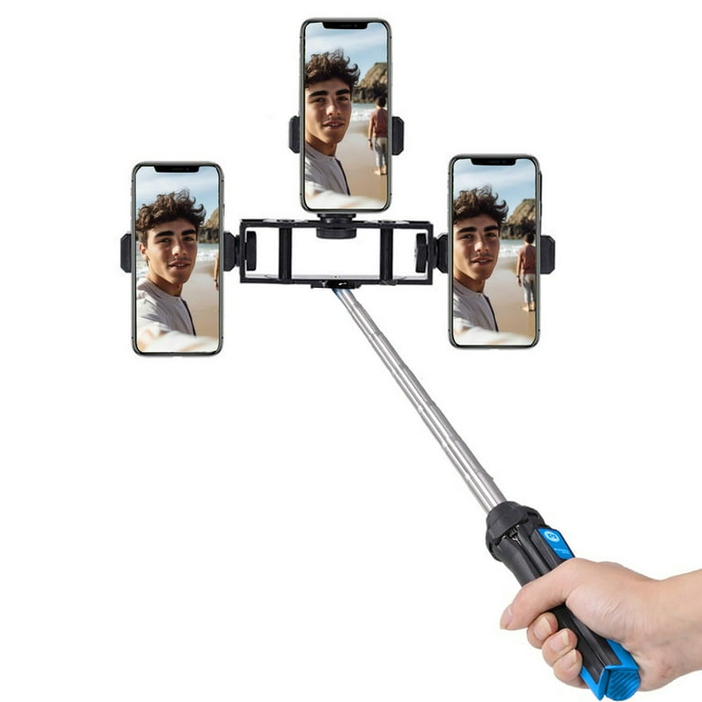 Triple Smartphone Mount Adapter for Tripods Monopods Selfie Sticks 