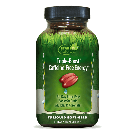 Irwin Naturals Triple-Boost Caffeine-Free Energy – 75 Liquid Soft-Gels – Adaptogenic Daily Energy Support