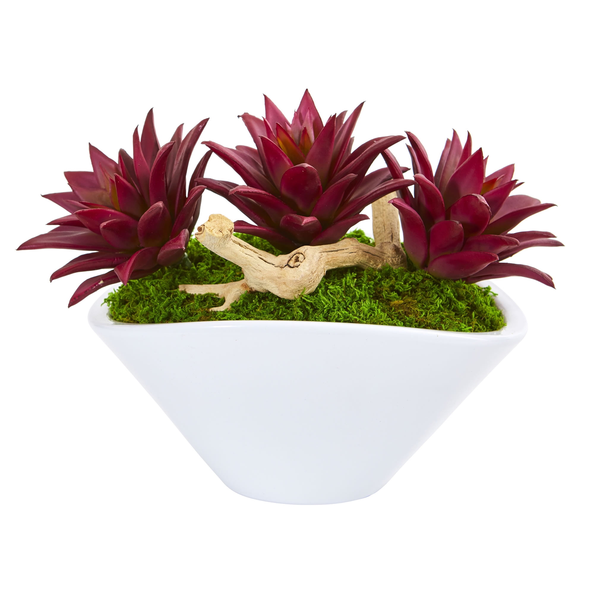 Triple Spiky Succulent Artificial Plant in White Vase - Walmart.com