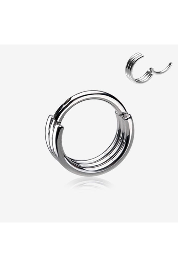 Triple Stack Hinged Steel Segment Clicker Ring