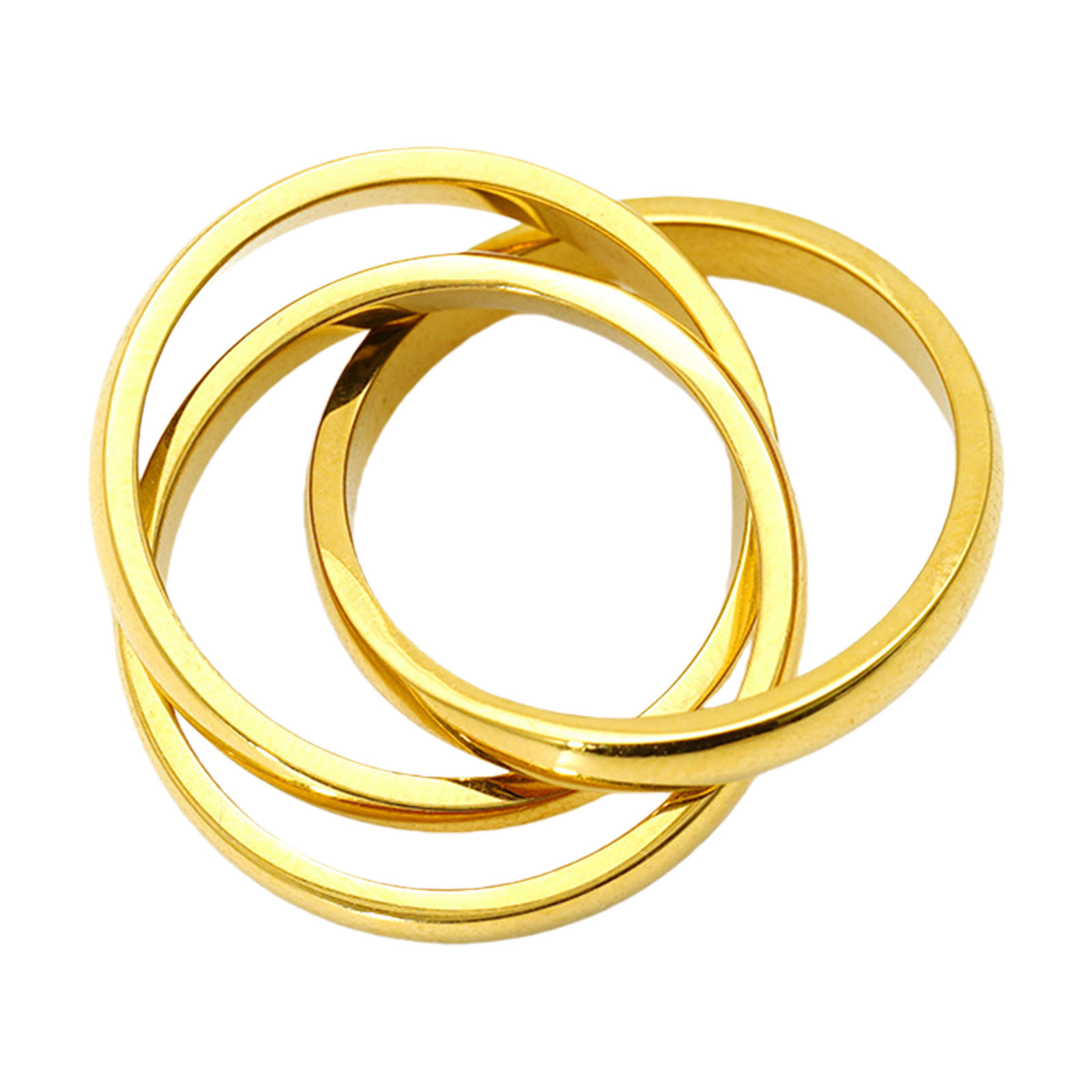 Triple Stainless Steel Rings Geometric Designs 18K Gold Plated Portable Sizes 6 7 8 for Sensitive Skin