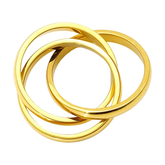 Triple Stainless Steel Rings Geometric Designs 18K Gold Plated Portable Sizes 6 7 8 for Sensitive Skin
