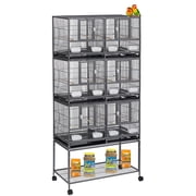 Triple Story Stackable Center Divided Breeder Breeding Bird Flight Rolling Cage With Side Breeding Nest Doors for Canaries Cockatiels Lovebirds Finches Budgies Small Parrots