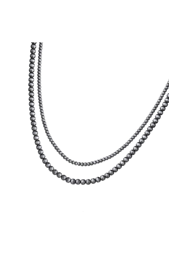 Triple Strand Black Brushed Jewelry Necklace CCB for Parties Everyday Wear