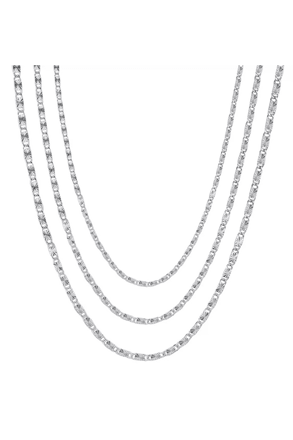 Triple Strand Diamond Cut Chain Necklace