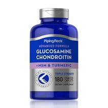 Triple Strength Glucosamine Chondroitin MSM | 180 Caplets | Advanced Supplement with Turmeric | By Piping Rock