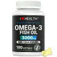 thumbnail image 1 of 3000mg Omega-3 Fish Oil with EPA & DHA - Promotes Brain & Heart Health - Non-GMO - 180 Softgels, 1 of 7