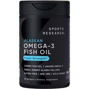 Sports Research® Triple Strength Omega 3 Fish Oil 1250mg Wild Alaska Pollock Burpless (30 Softgels)