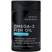Sports Research® Triple Strength Omega 3 Fish Oil 1250mg Wild Alaska Pollock Burpless (30 Softgels)