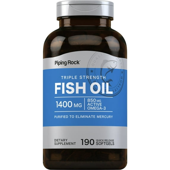 Triple Strength Omega 3 Fish Oil | 1400 mg | 190 Softgels | With EPA & DHA | by Piping Rock