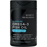 Sports Research® Triple Strength Omega 3 Fish Oil Burpless Supplement EPA DHA Fatty Acids (90 Softgels)