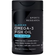 Sports Research® Triple Strength Omega 3 Fish Oil 1250mg Wild Alaska Pollock Burpless (90 Softgels)