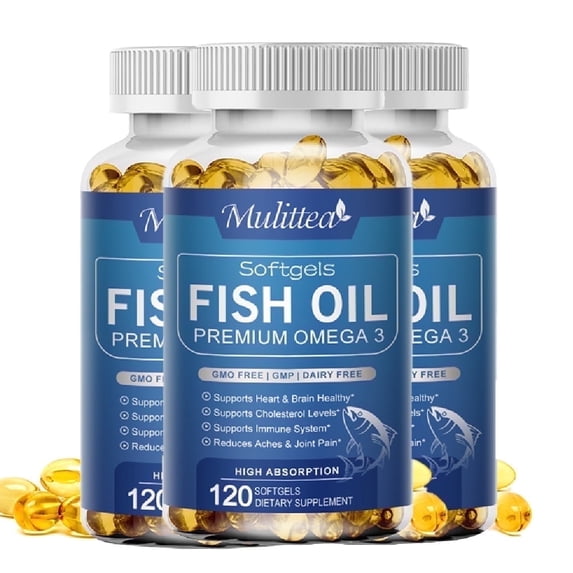 (3 Pack)Fish Oil Omega 3 Supplements - Supports Heart Health, 1000 Mg Fish Oil, Omega-3, EPA&DHA,120 Softgels