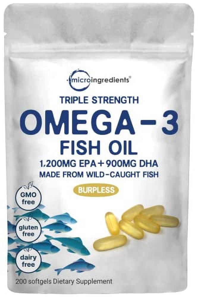 Triple Strength Omega 3 Fish Oil Supplements, Fish Oil Burpless Enteric