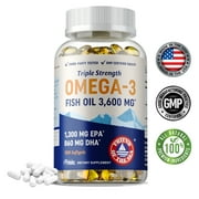 Triple Strength Omega 3 Fish Oil - Supports Brain, Heart and Immune Health - 120 Capsules