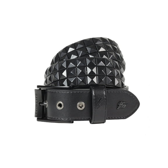 Triple Studded Leather Belt in Matt Black - Lowlife in size 32" - 34" Waist (M)