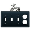 thumbnail image 1 of Triple Switch and Duplex Outlet Cover with Pinecone Accent, Black, 1 of 3