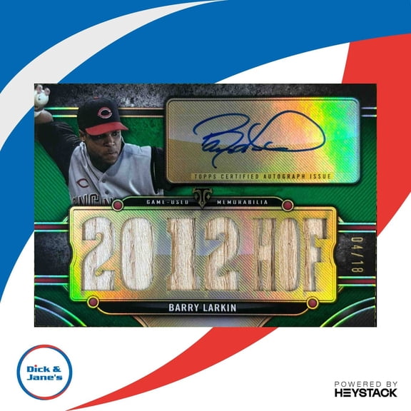 Triple Threads Barry Larkin #TTAR-MMU4 Autograph Relics Emerald
