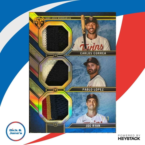Triple Threads Relic Combos Sapphire Joe Ryan Carlos Correa Pablo Lpez RCC-CLR Topps