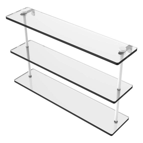 Triple Tiered Glass Shelf - Matte White / 22 Inch