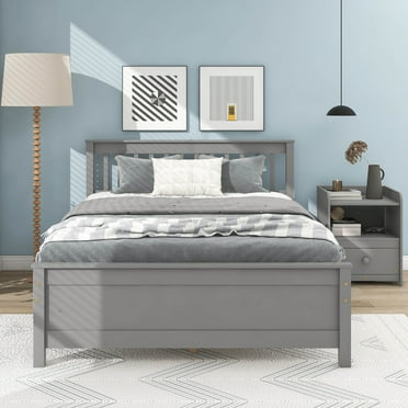Triple Tree 2-Piece Modern Pine Full Bedroom Set, Gray