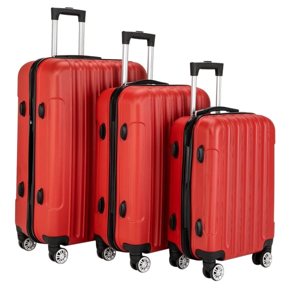 Triple Tree 20" 3 Piece Hardside Spinner Expandable Carry On Luggage Set, Red