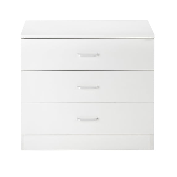 Triple Tree 3 Drawer Wood Dresser with Cut-Out Handles, White
