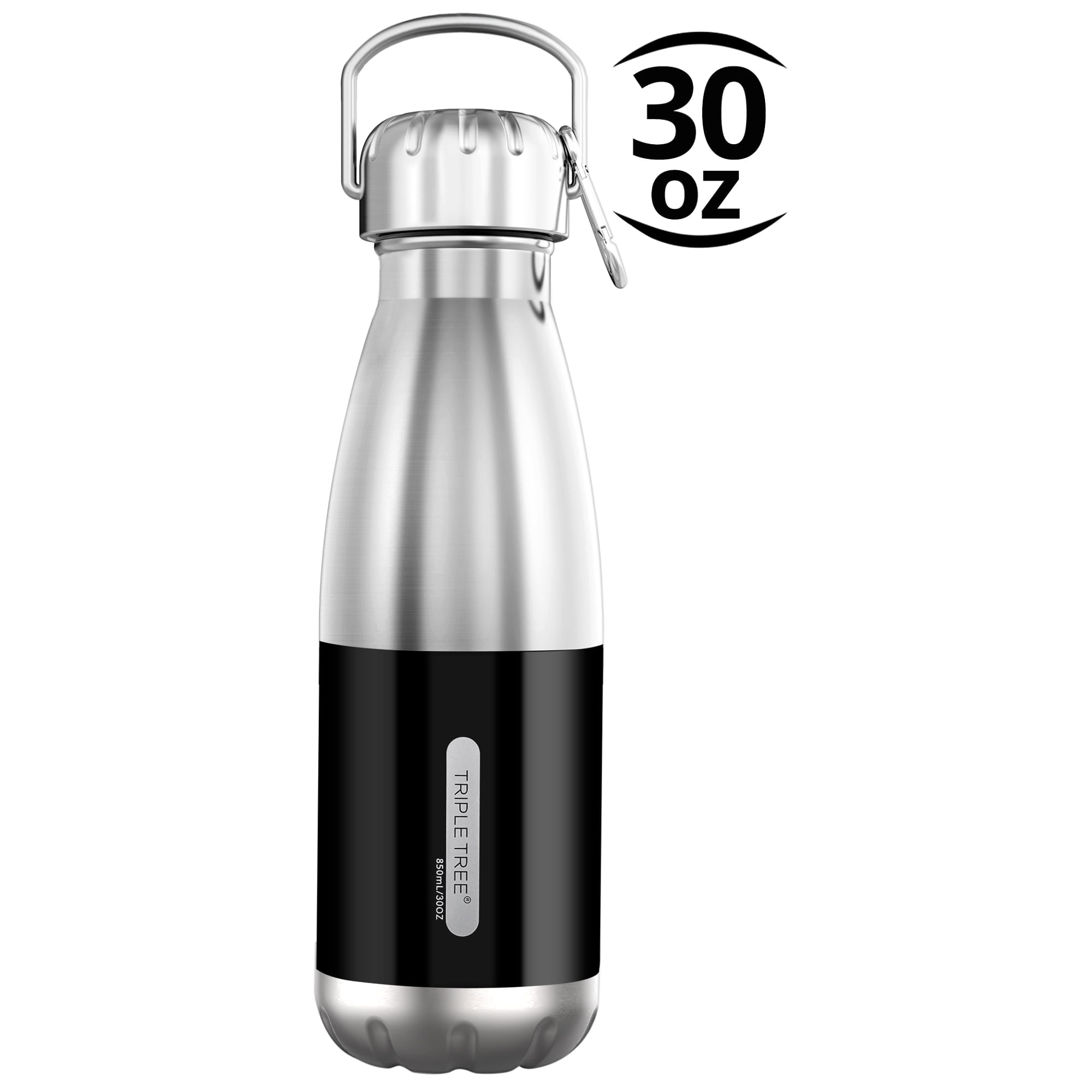 Triple Tree 30 oz Black and Silver Solid Print Double Wall Vacuum ...