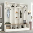 thumbnail image 1 of Triple Tree 4-in-1 White Mudroom Bench Coat Hanger Storage Bench Hall Tree, 1 of 9