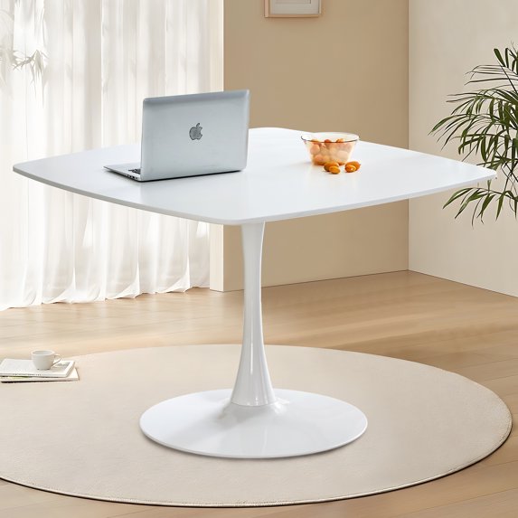 Triple Tree 42.12" Square Pedestal Dining Table, Matte White