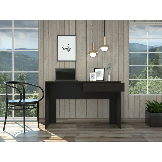 Triple Tree 43In Home Office Computer Desk, Wooden Writing Desk Studying Table with 1 Storage Drawers for Living Room, Bedroom, Black