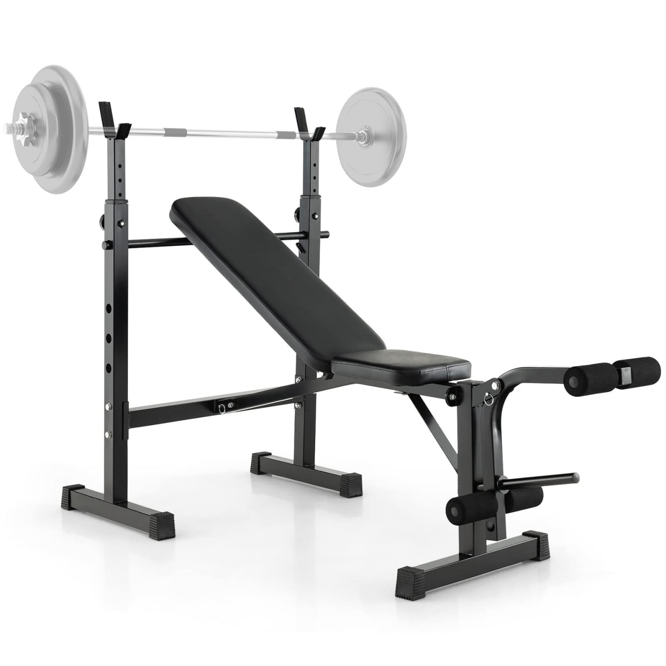 Triple Tree Adjustable Weight Bench Set with Squat Steel Rack, Black, 42.55 lb