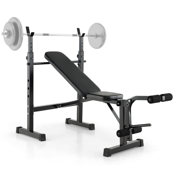 Triple Tree Adjustable Weight Bench Set with Squat Steel Rack, Black, 42.55 lb