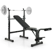 Triple Tree Adjustable Weight Bench Set with Squat Steel Rack, Black, 42.55 lb