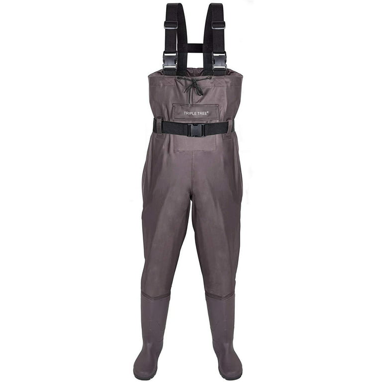 Mens Chest Waders & Boots Waterproof PVC Black Flood Carp Fly Fishing Size  7-12