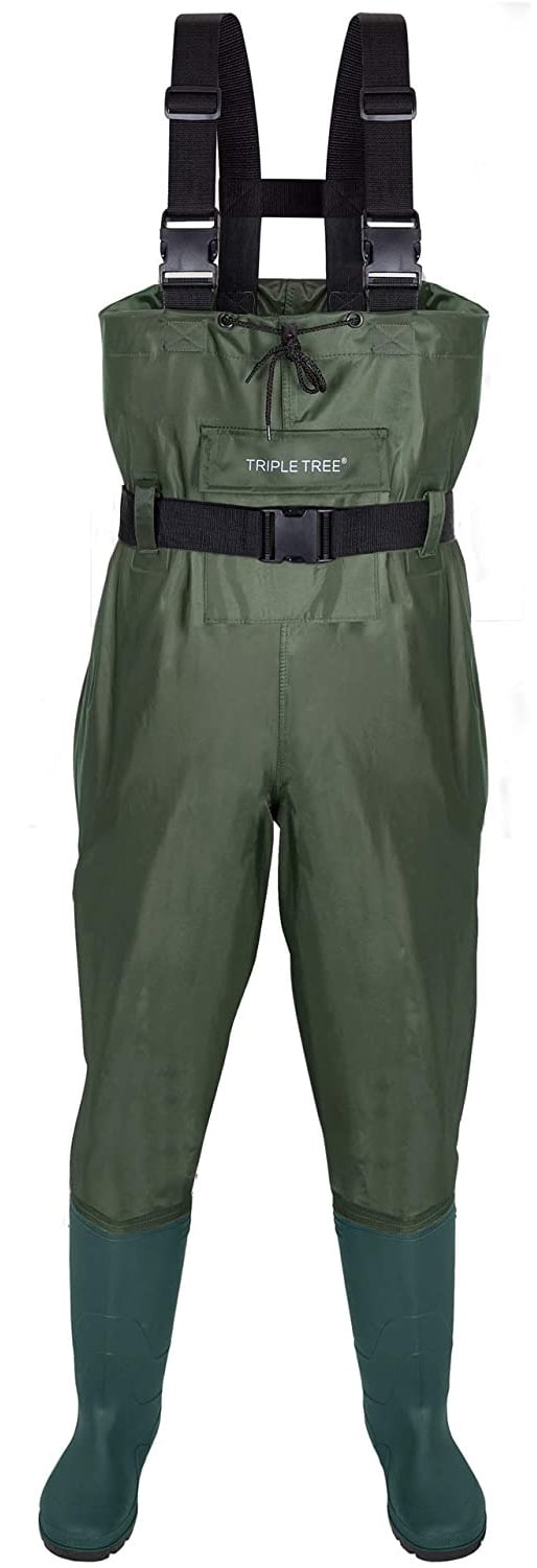 Chest Waders, Fishing Hunting Waders with Non-Slip Boots Unisex, Two-ply  Waterproof Nylon/PVC Bootfoot Wader (Size9-13) 