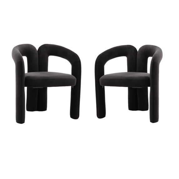 Triple Tree Contemporary Velvet Solid Print Dining Side Chairs, Black (Set of 2)
