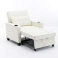 thumbnail image 1 of Triple Tree Convertible Chair Bed Linen Fabric Sleeper Sofa, White, 1 of 7