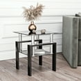 thumbnail image 1 of Triple Tree Indoor Tempered Glass Square End Table with Open Storage Shelf, Black, 1 of 9