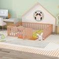 thumbnail image 1 of Triple Tree Kids Queen Solid Wood Open-Frame Floor Bed, Natural, 1 of 9