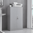 thumbnail image 1 of Triple Tree Metal Storage Cabinet, Locking, Gray, 42" Width, 2 Shelves, 1 of 7
