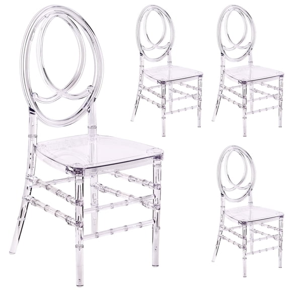 Triple Tree Modern Clear Polycarbonate Dining Side Chairs, Oval High Back (Set of 4)