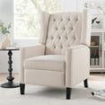 thumbnail image 1 of Triple Tree Modern Fabric Foam Wood Solid Print Nailhead Trim Accent Chair, Beige, 1 of 7