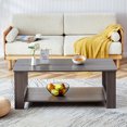 thumbnail image 1 of Triple Tree Modern Grey Textured Coffee Tables, 2-Layered Tea Tables Sofa Side Table with Open Storage Shelf for Living Room, 43.3"L×21.6"W×16.5"H, 1 of 9
