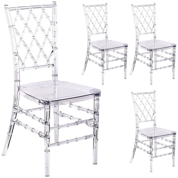 Triple Tree PC Dining Side Chairs, Clear (Set of 4)