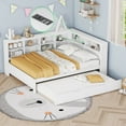 thumbnail image 1 of Triple Tree Platform Bed Frame with Charging Station and Storage Shelves, White, 1 of 9
