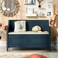 thumbnail image 1 of Triple Tree Rustic Storage Bench with Safety Hinge and Split Cushion, Antique Navy, 1 of 7