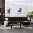 thumbnail image 1 of Triple Tree Solid Print Chenille Fabric U-Shaped Modular Sectional Sofa,Black, 1 of 9