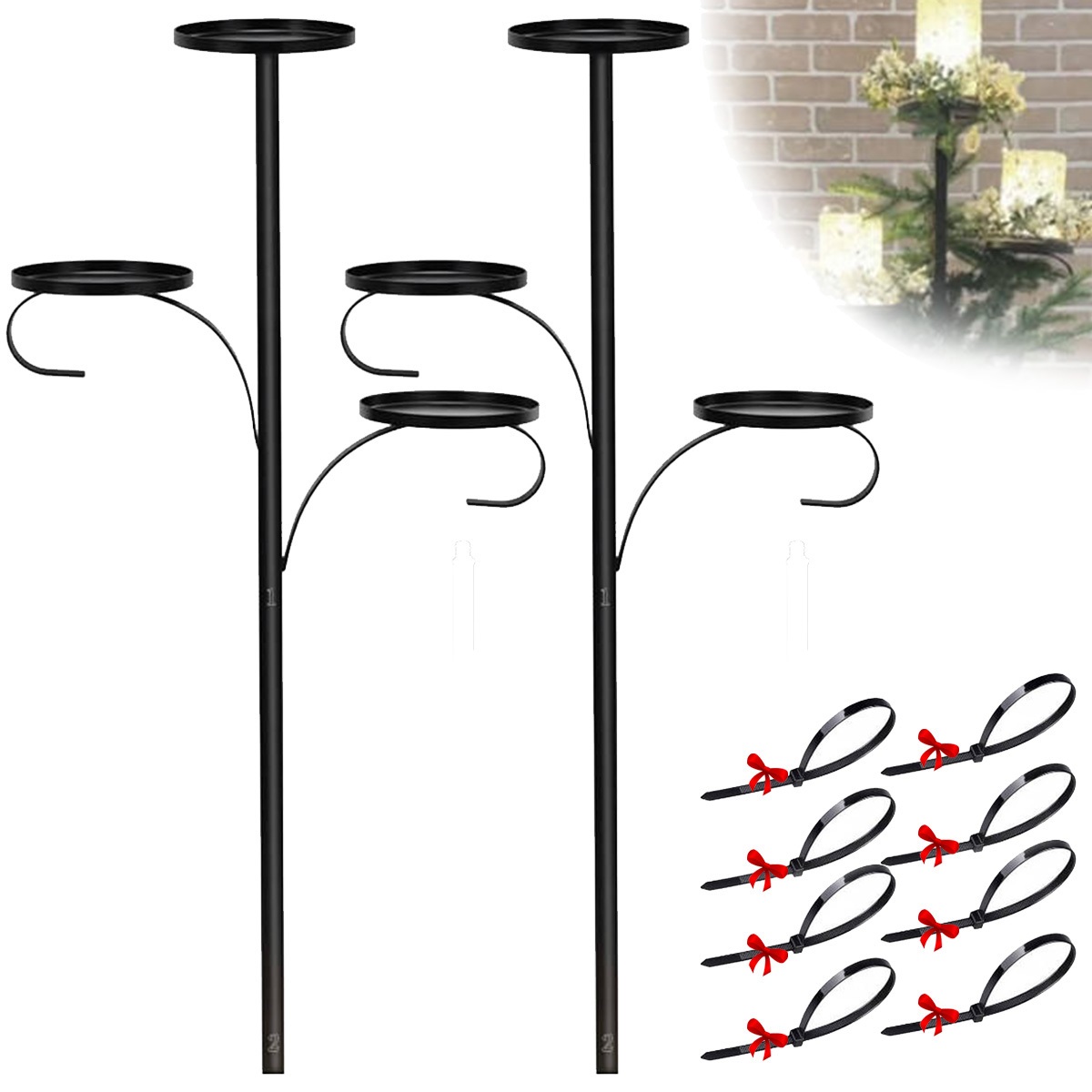 Tree Topper Shelf Triple Tree Topper Shelf For Christmas Tree Black Metal 3 Tier Candle ...