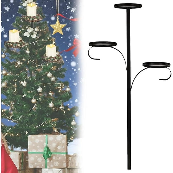 Triple Tree Topper Shelf for Christmas Tree, Triple Tree Topper Candle Holder, Unique Trees Topper Light up Christmas Trees Decor for Christmas, Holiday, Indoor & Outdoor Decor (23.6IN)